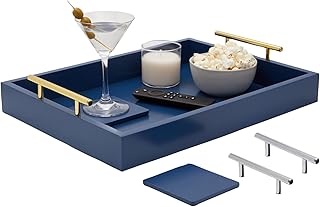 26 Blue Bathroom Ideas That Feel Fresh and Serene 144 Juvale Coffee Table Tray - 15.7 x 11.8 x 3 in, Blue, Rustic Wood - Servi...