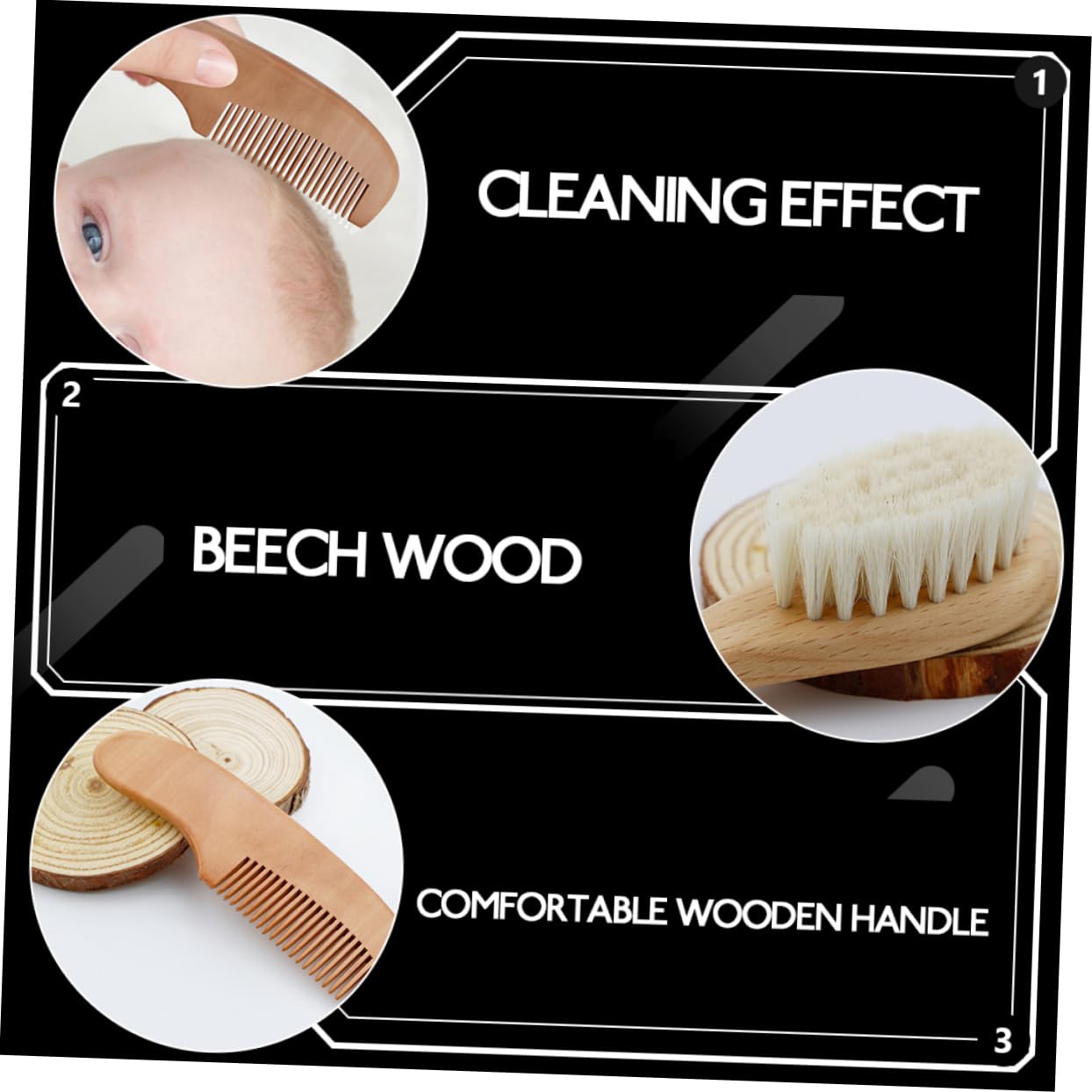 MERRYHAPY Baby Wood Comb Shampoo Brush Sink Bather for Baby Gentle Scalp Care Accessories