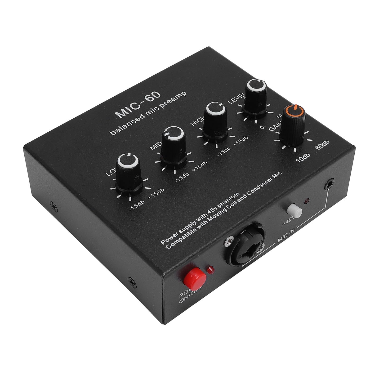 Aoresac Préampli Microphone Gain 60 DB Alimentation 48 V 3 Canaux (Prise