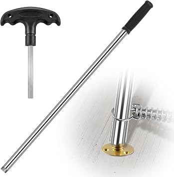 Pool Cover Tool Set,30 1/2 inch Stainless Steel Pool Cover Rod with Hex Key | Swimming Pool Cover Installation and Removal Tool for Standard Anchors, Helps Lift and Secure Covers with Less Effort