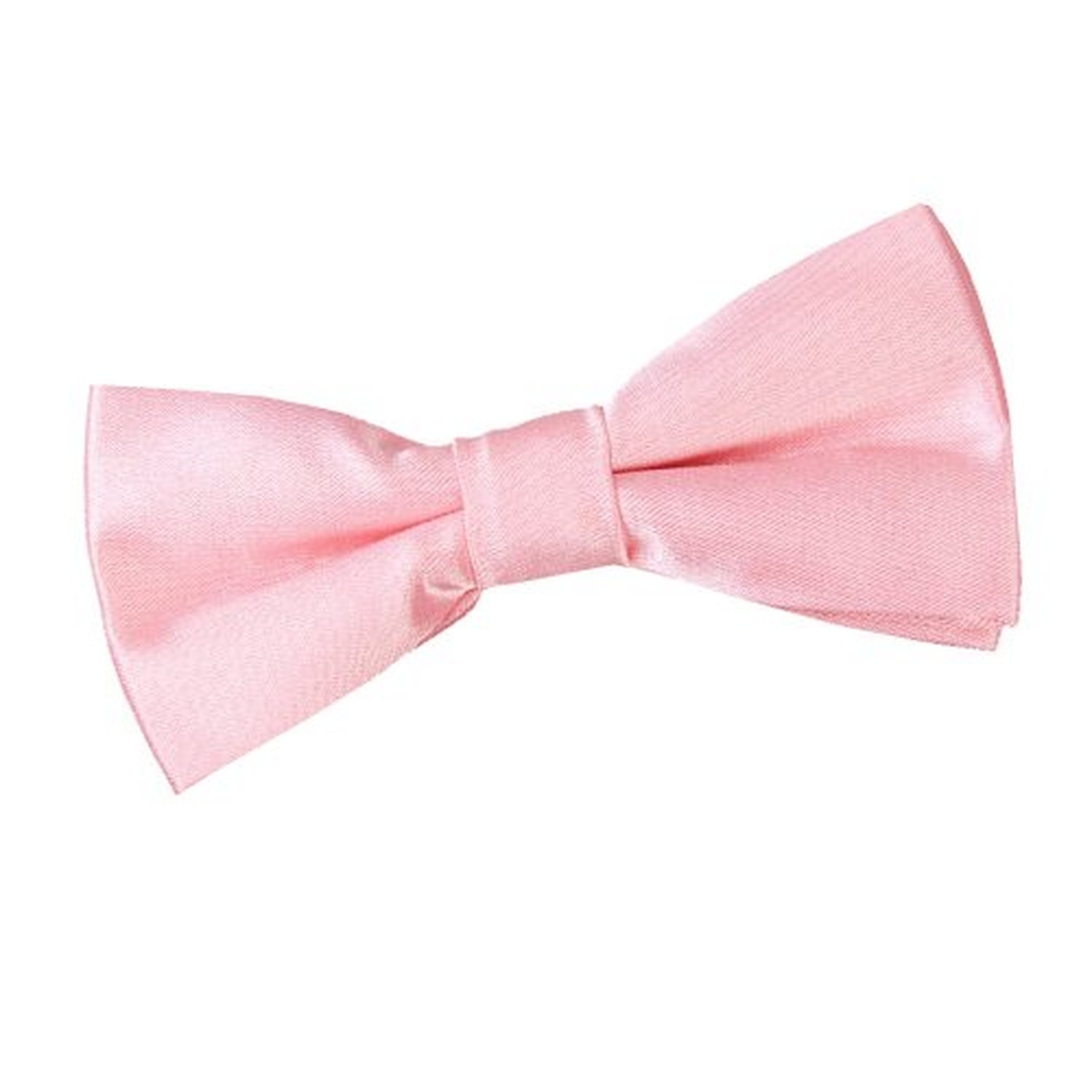 DQT Boys Plain Glossy Satin Pre-Tied Bow Tie – Wedding, Party & Formal – Baby Pink