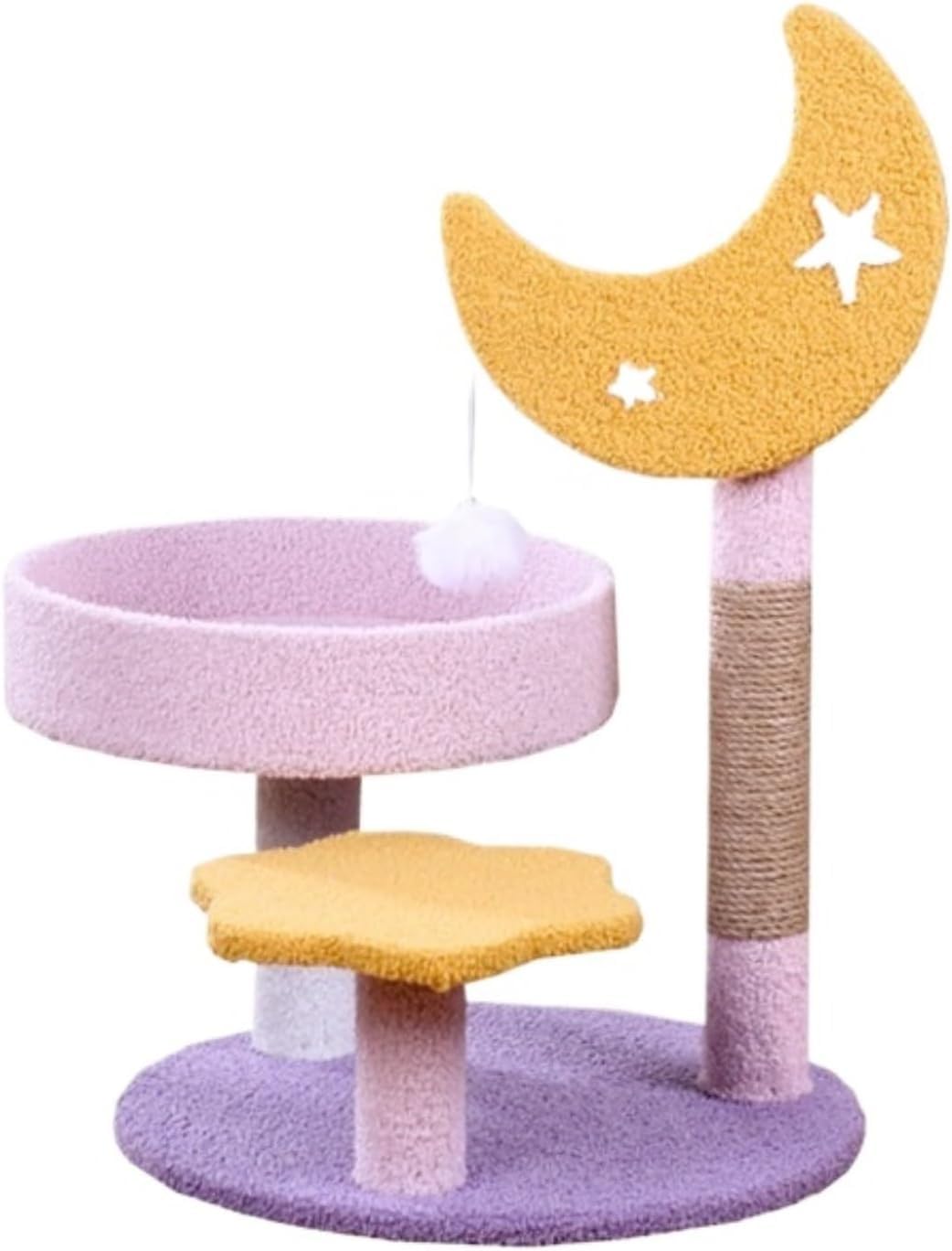 Arbre à chat en sisal naturel et meuble design lune et étoiles