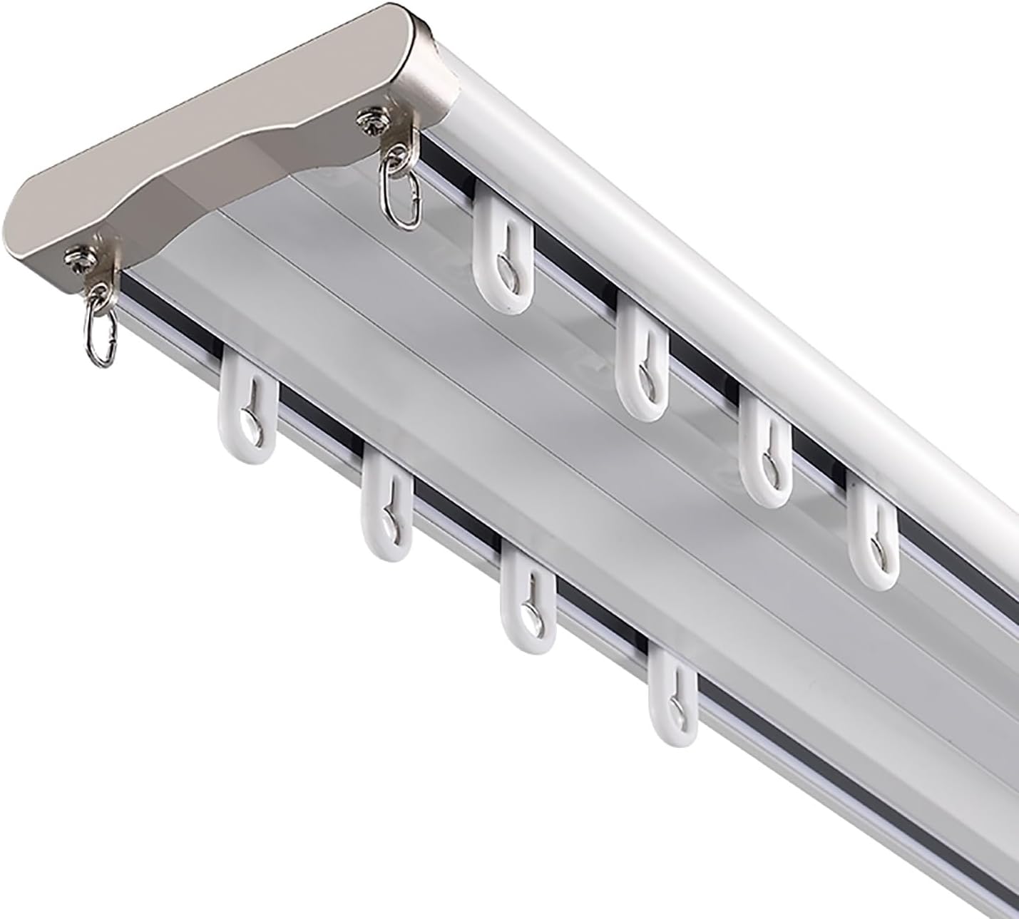 Adjustable Double Curtain Rod Ceiling Mount - 100-600cm Aluminum Double Track Set for Living Room & Bedroom - Stylish Privacy Solution (Champagne, 80cm/2.6ft)