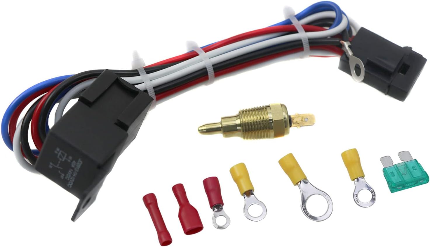 Performance Electric Cooling Engine Fan Thermostat Temperature Switch 30 AMP Relay Kit