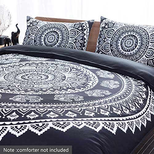 Dasyfly A0006 3 Piece Bohemian Duvet Cover Sets Queen Size Mandala Elephant Boho Chic Bedding Duvet Cover Sets thumb #1