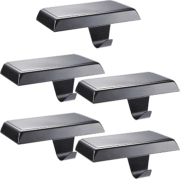 Sunshane 5 Pieces Christmas Stocking Holders Mantel Stocking Hanger Hooks Fireplace Mantle Metal Hang Bases for Xmas Party Decorations Black