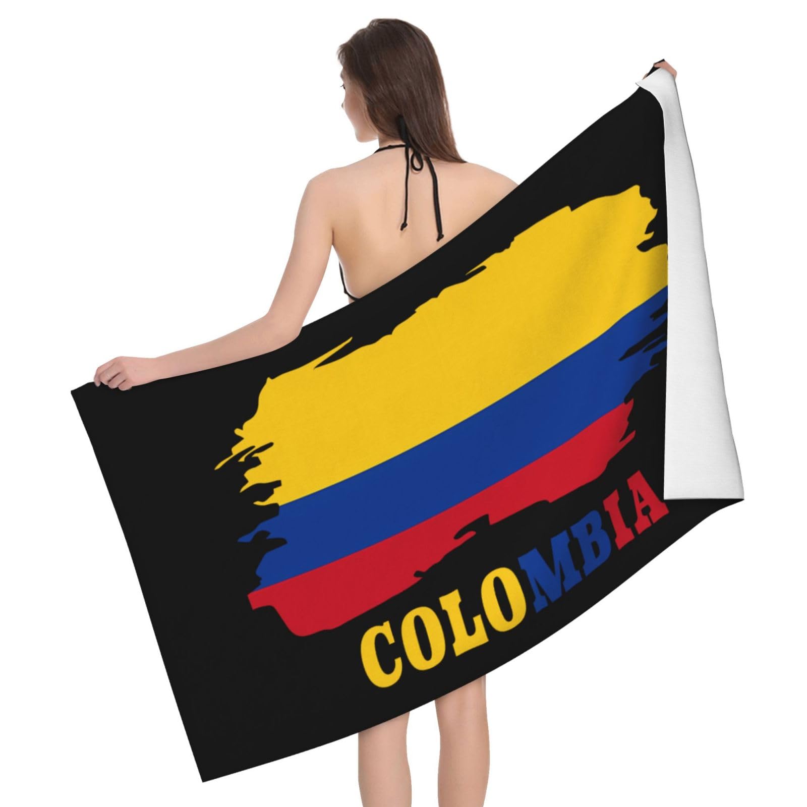 HLBSDM Microfiber Colombia Map Flag Beach Towel Quick Dry Soft Sand Free Beach Towels for Pool Swim Beach Lightweight Thin Towels