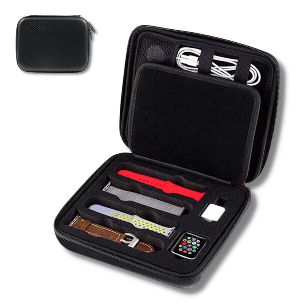 CRYSENDO Portable Watch Strap Storage Box For Apple Watch Bands | Smartwatch & Accessories Organizer Case | Hard Shell Travel Pouch (Watch & Accessories Not Included) (Black) (B0CRKRYQQL) Amazon Price History, Amazon Price Tracker