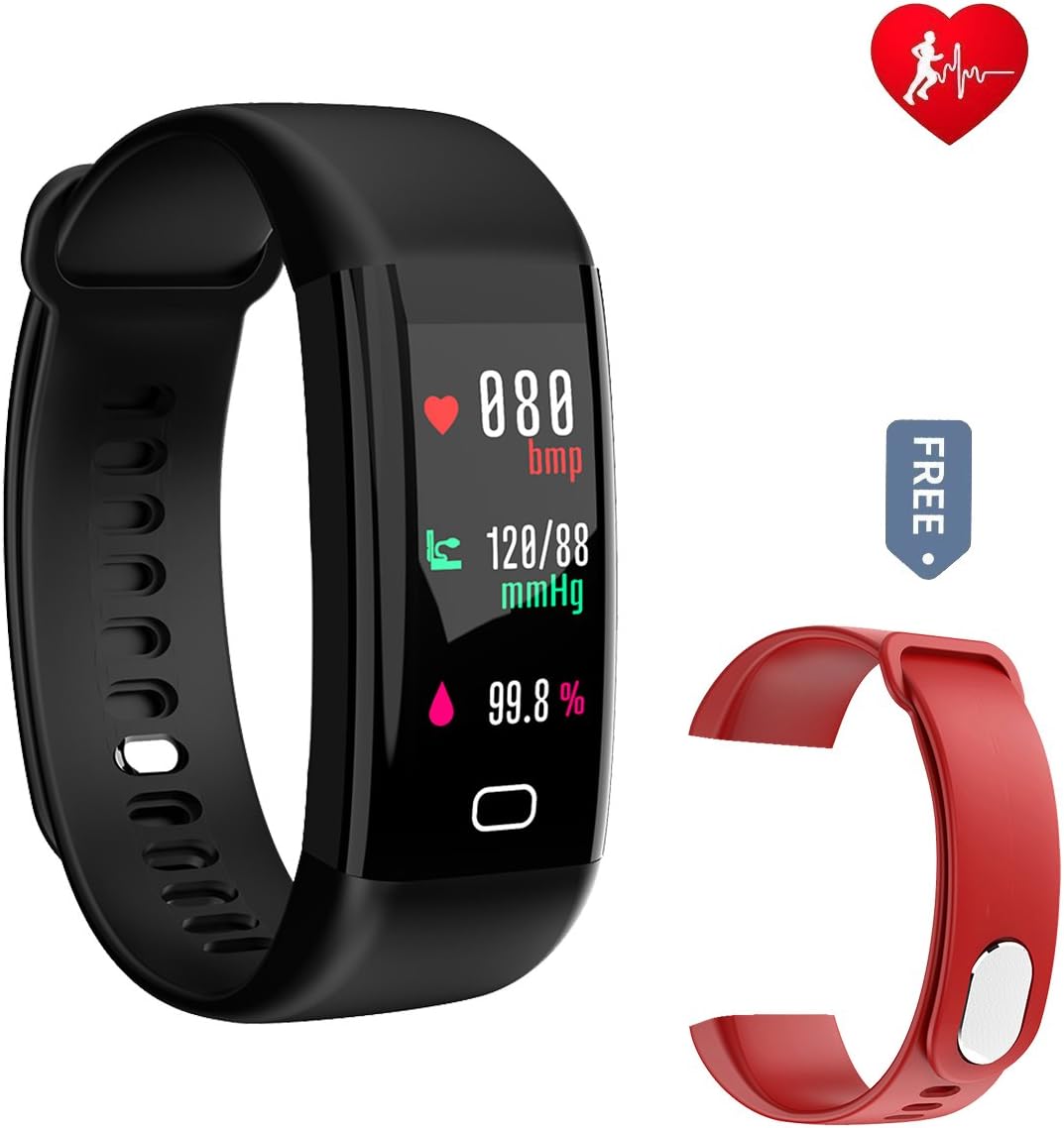 Fitness Tracker,IdooSmart Blood Oxygen Pressure Heart Rate Monitor Activity Tracker,Waterproof IP68 Smart Wristband,Bluetooth Wireless Activity Bracelet with Replacement Strap for Android and IOS Smartphones