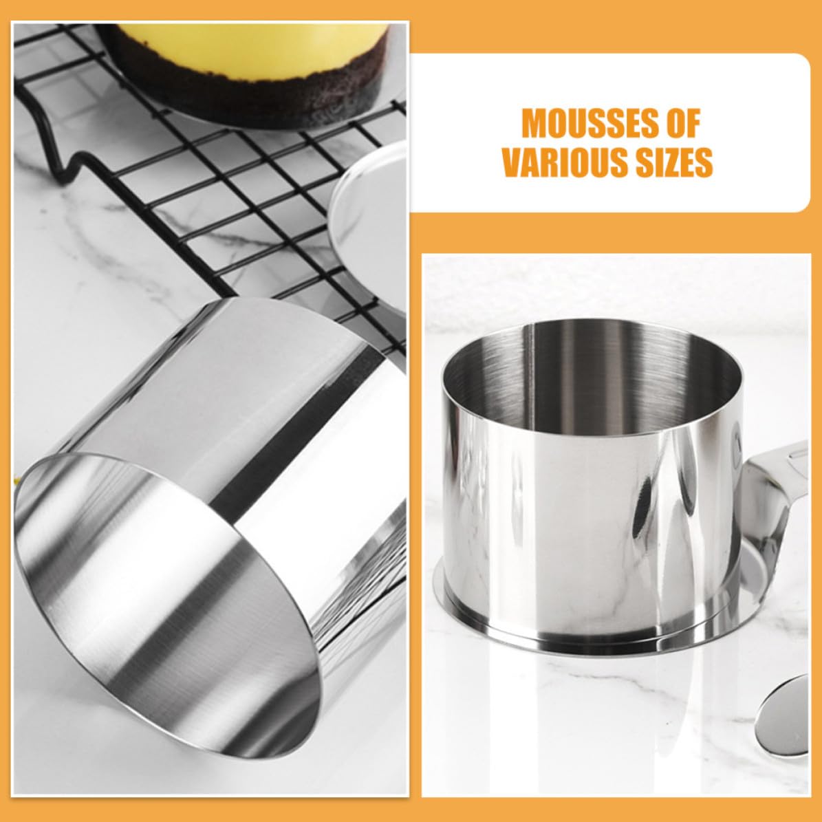 SOIMISS Molde Redondo para Hornear Pasteles de Acero Inoxidable, 1 Juego | Acabado Plata, Superficie Lisa, Incluye Placa de Presión y Espátula, Apto para Repostería y Cocina DIY