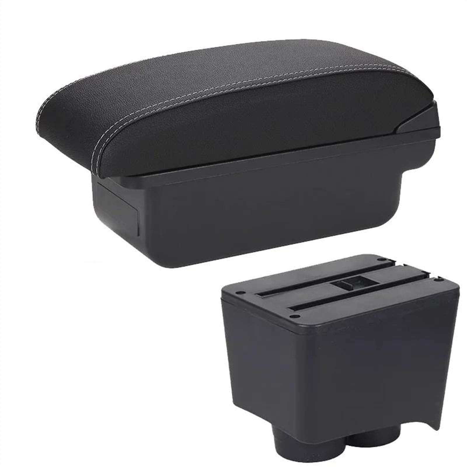 NOHEEU Car Armrest Box 2002-2009 Storage Accessories Simple Installation For POLO Mk5 6R For Vento(C3 Black white NO USB)