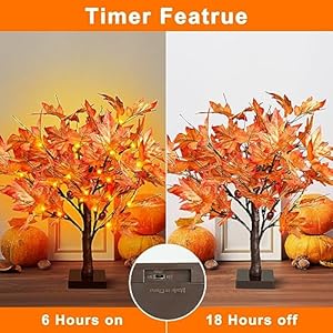 FastDeng 1.5ft Lighted Maple Tree, Artificial Fall Tree Light, Timer 36 LED Light, 72 Leaves, 6 Acorns Autumn Tabletop Tree Battery Operated for Indoor Fall Harvest Home Decor, Thanksgiving Decoration FastDeng 15ft Lighted Maple Tree Artificial Fall Tree Light Timer 36 LED Light 72 Leaves 6 Acorns Autumn Tabletop Tree Battery Operated for Indoor Fall Harvest Home Decor Thanksgiving Decoration