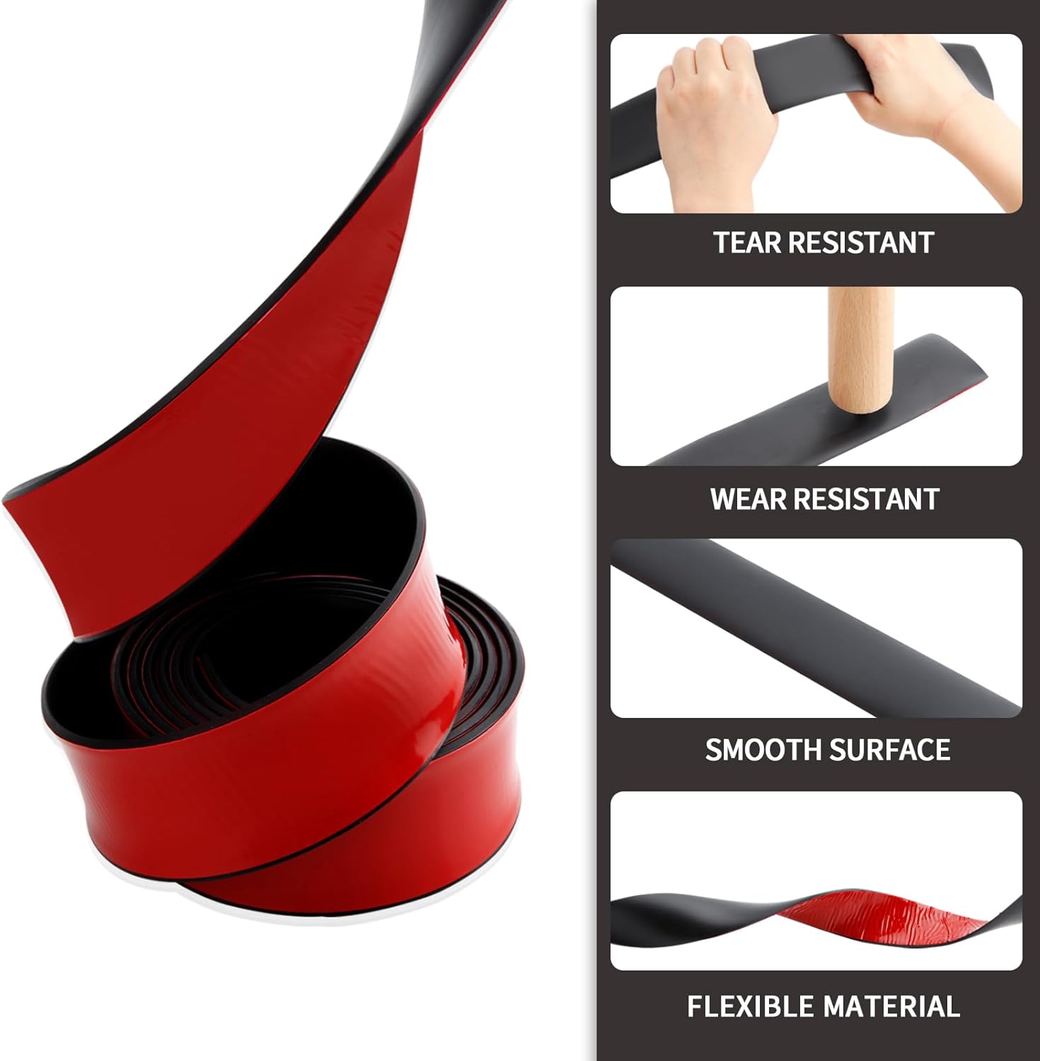 Self Adhesive Rubber Strips, Solid Neoprene Rubber Sheets Rolls Strips with Adhesive Backing, Self Stick Rubber Gasket Pads for DIY, Seals, 3" Wide x 1/8" Thick x 120" Long