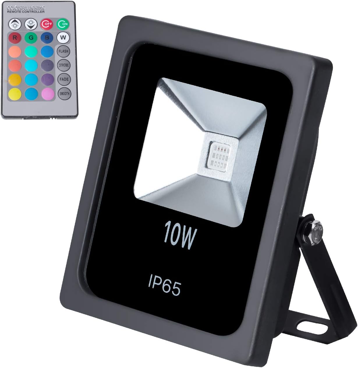 Velite RGB LED Flood Light 10W IP65 Waterproof 16 Colors 4 Modes and Dimmable by Remote Control Wall Wash Light Security Light Spotlight for Indoor and Outdoor Garden Hotel Yard Park Walkways