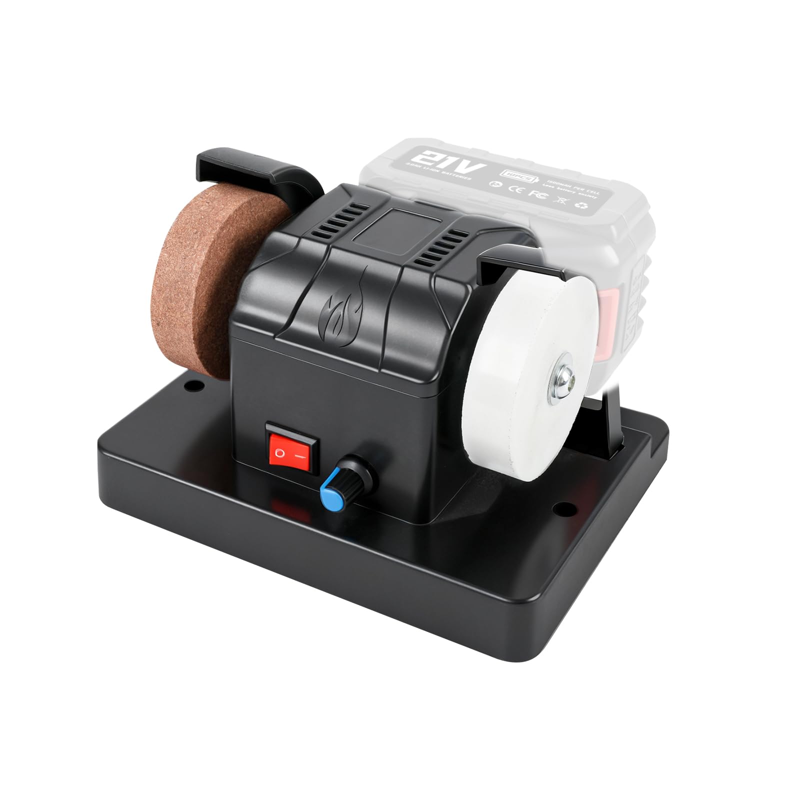 Mini-meuleuse d'établi sans fil compatible avec la batterie Makita 18 V, vitesse réglable de 0 à 7 000 tr/min, meuleuses de 80/120 mesh pour le métal, le bois, les couteaux
