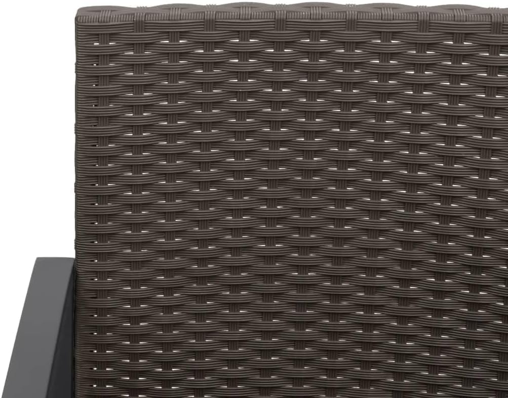 vidaXL Black Patio Dining Chairs Set, PP Rattan - Powder-Coated Steel Frame, Easy-to-Assemble Comfortable Garden Lounge Set with Armrests and Cushions