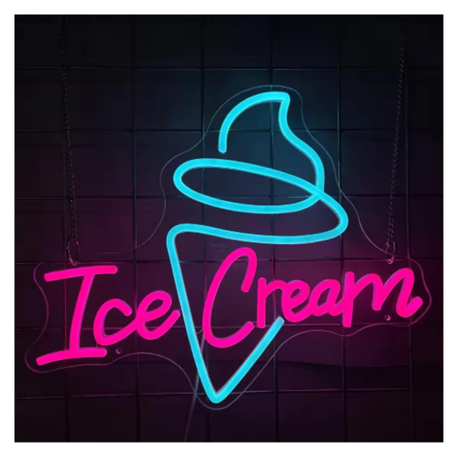 LEMST Sign Lamp Ice Cream Neon Sign USB Powered Dimmable for Store Cafe Restaurants Party Ice Cream Shop Wall Decor 37.3cmх30cm