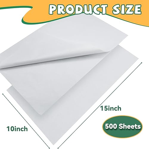 Miniatura 2 de RYKOMO 500 hojas de papel de seda sin ácidos de 10 x 15 pulgadas para almacenamiento, papel de seda blanco para bolsas de regalo para almacenar y