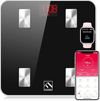 - FITINDEX Scale with BMI, Body Fat, Muscle Mass, Smart Scale for Body Weight, Bluetooth, Digital, Sync with App, User Health Equipment