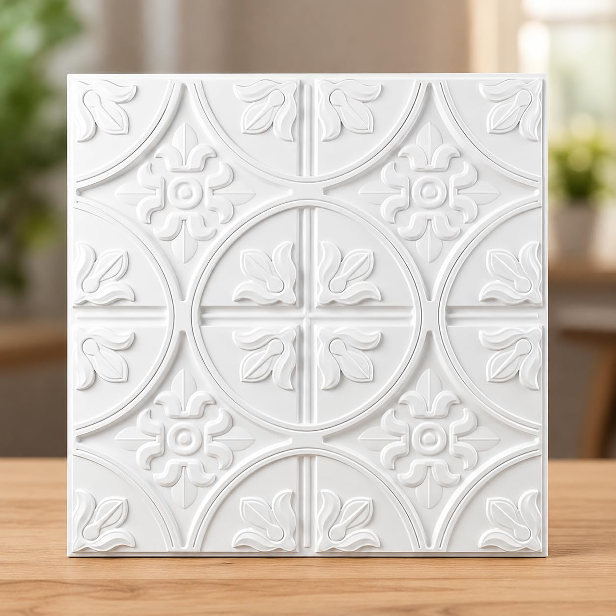 Avikalp PVC Ceiling Panel - High Quality - 60x60 cm - Ornamental Floral Panel - White - Pack of 12 Pcs-image-38