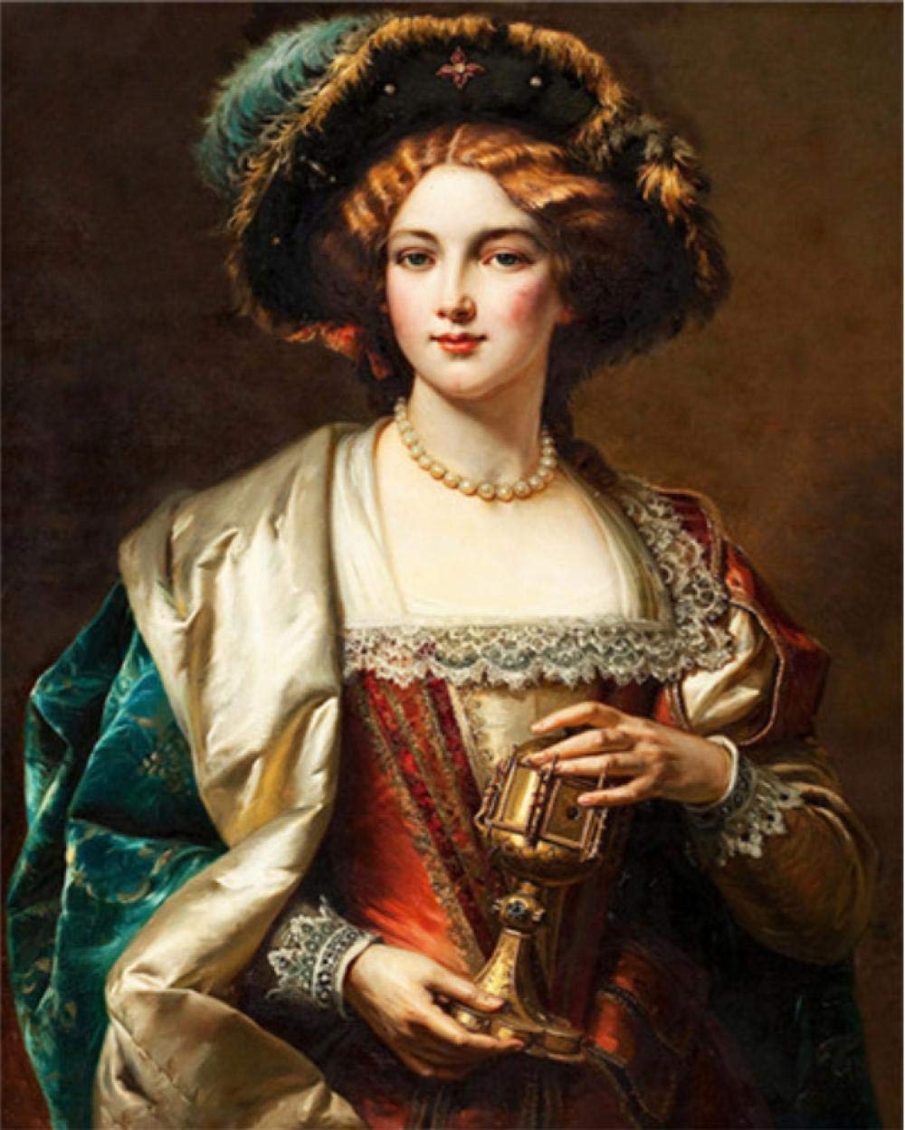 Peinture par numéros portrait femme pour décoration salon cocooning