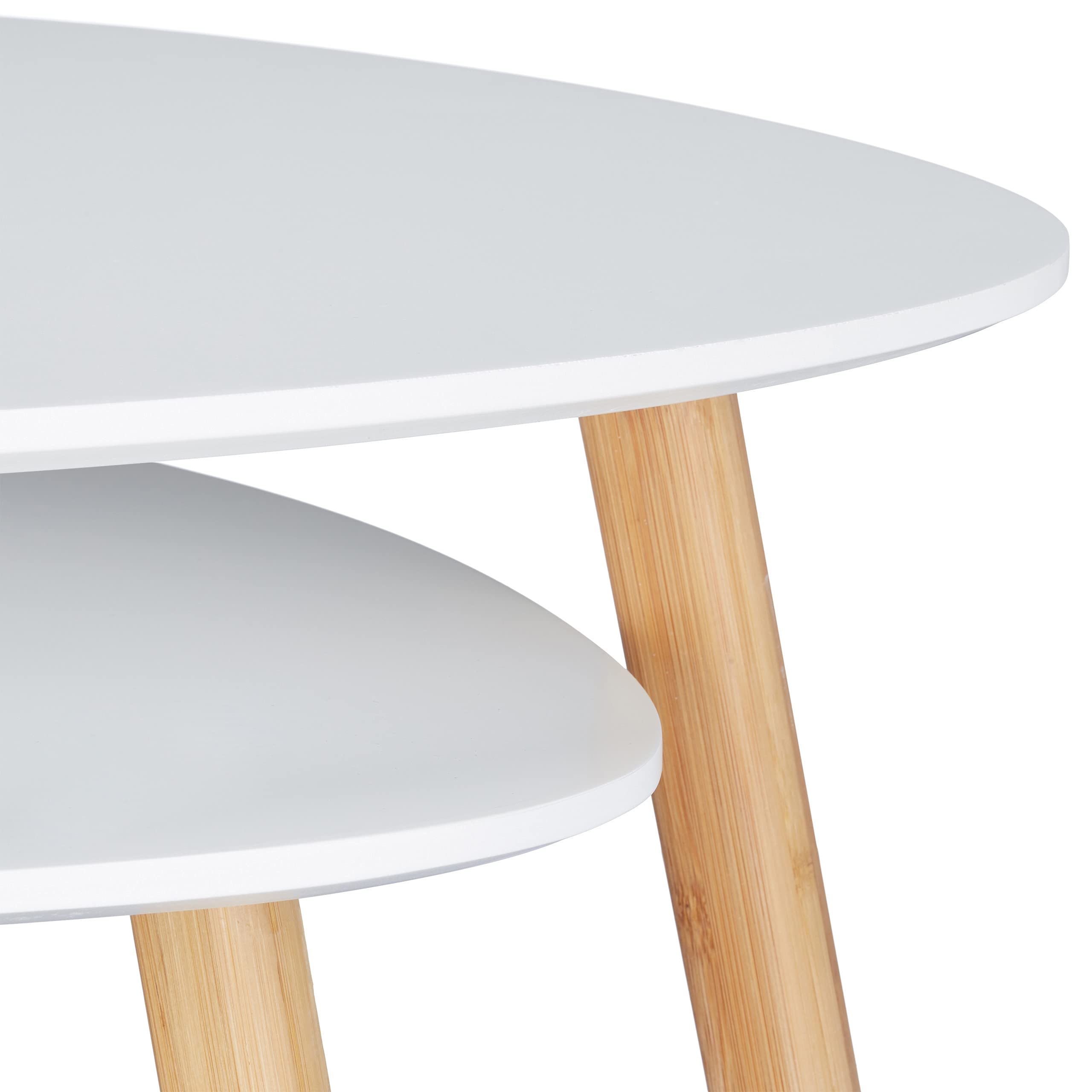 Relaxdays Set 2 Tavolini Sovrapponibili da Salotto, HLP: 48 x 60 x 60 cm, Design Nordico, Sgabello per Fiori, Bianco
