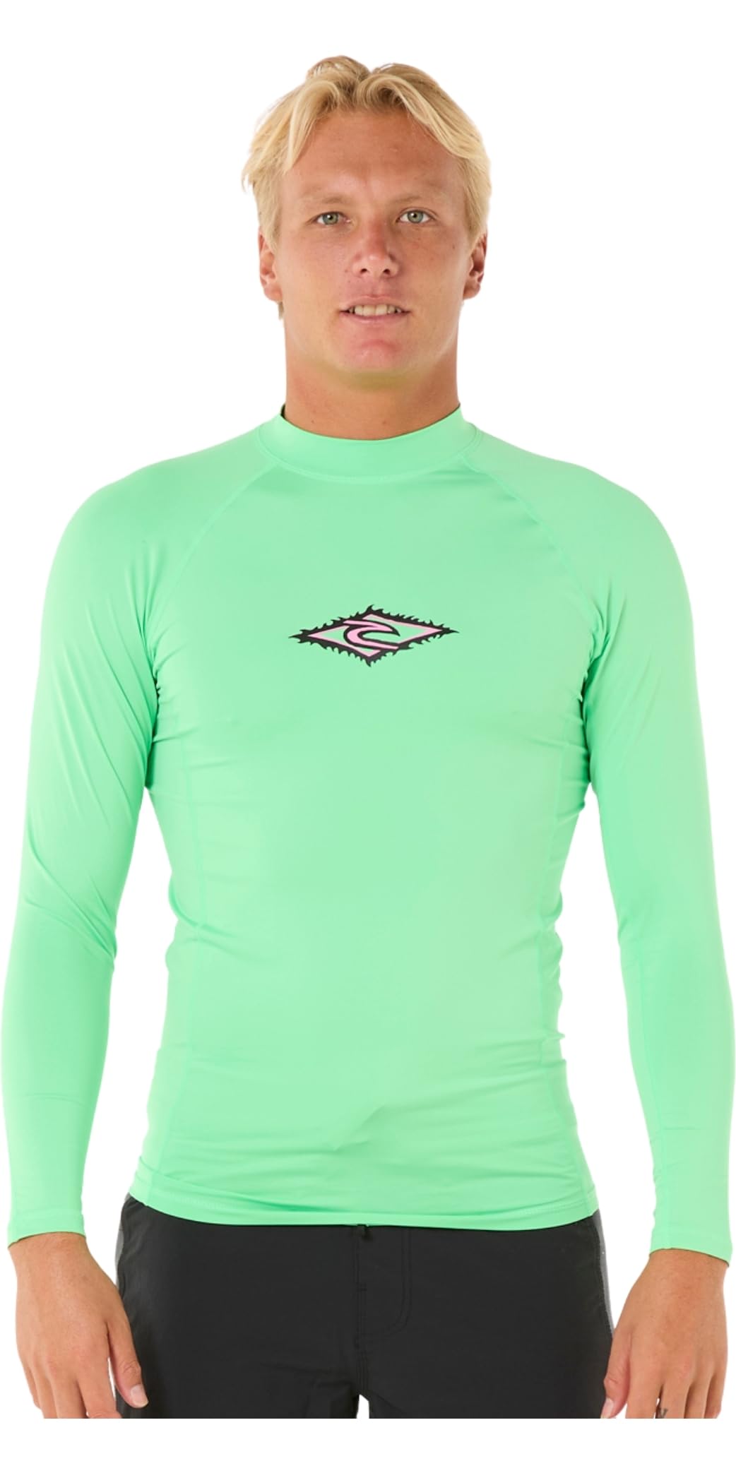 Rip Curl Men's Neon Green Raw Energy Upf Perf Long Sleeve Rash Vest - M