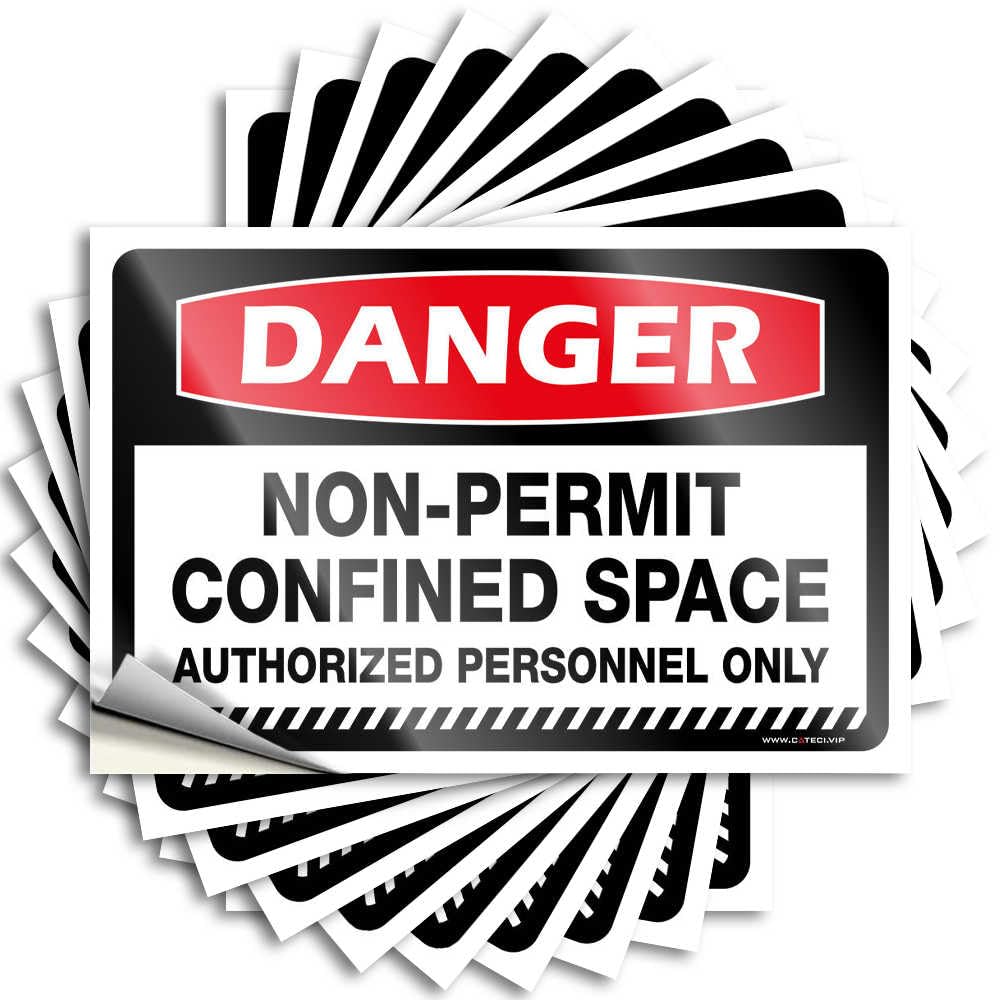 Lettering Sticker Retro Vinyl Sticker | Danger Non-Permit Confined Space Authorized Personnel Only Punk for Fishing Use(6X9CM)