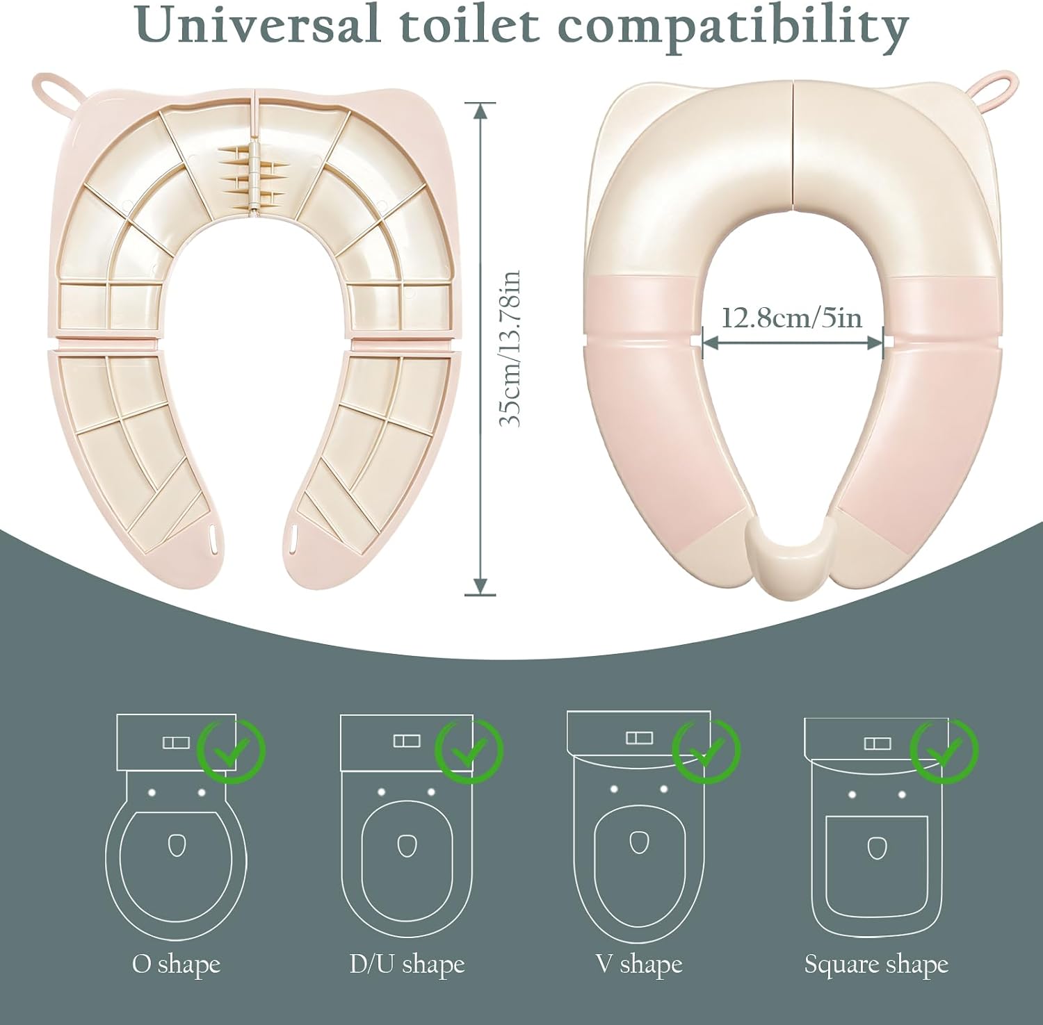 Kids Foldable Toilet Seat with Storage Bag - Training Urine Anti-Slip Toilet Seat Cover with Splash Guard for Children Toddlers, Portable & Travel-Friendly Easy Clean Universal Fit-Pink