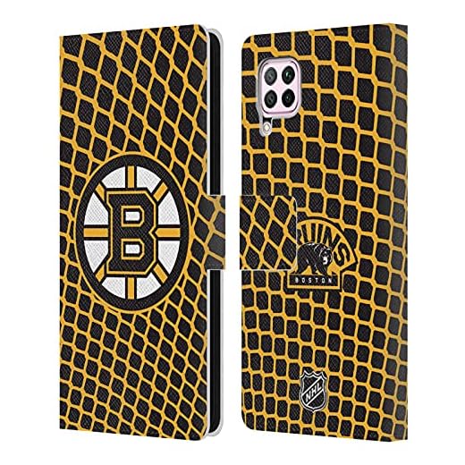 Head Case Designs Officiellt Licensierade NHL Nätet Mönster Boston Bruins Läder Book Plånboksfodral Kompatibelt med Huawei Nova 6 SE / P40 Lite