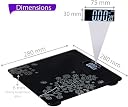 HOMEWE Electronic Thick Tempered Glass LCD Display Digital Personal Bathroom Health Body Weight Weighing Scales For Body Weight (Black) (Flower Design Bathroom Scale) gallery image