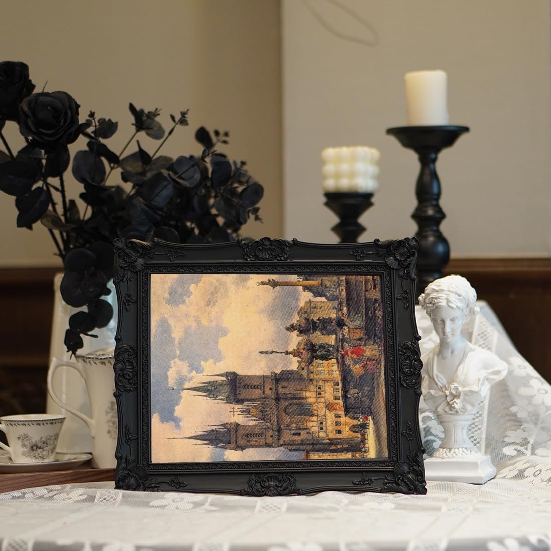 SIKOO 8x10 Vintage Picture Frame Antique Ornate Black Photo Frame with Glass for Table Top and Wall Display Vintage Home Decor Photo Gallery Art
