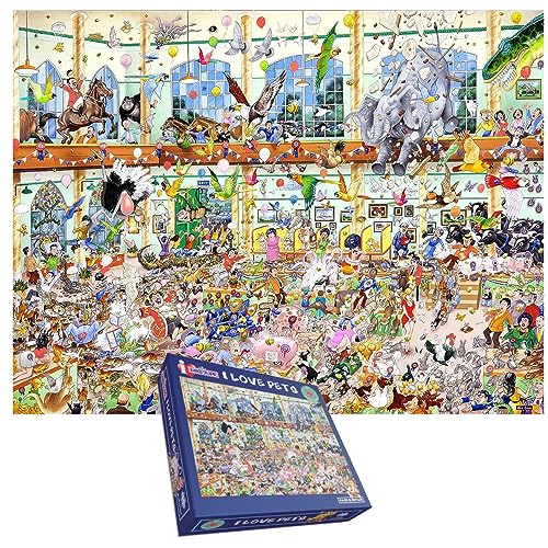 Image of Mike Jupp's 'I Love Pets' 1000-Piece Jigsaw Puzzle for Adults - Made in Britain - 66cm x 50cm
