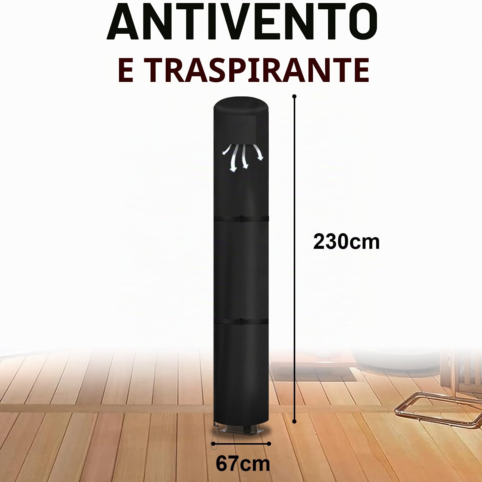 Copertura Protettiva Doccia Esterna Solare Tessuto Oxford 600D Resistente,Impermeabile,Antivento,Resistente ai Raggi UV Copertura Invernale per Doccia Solare,Nero (67 * 230cm)