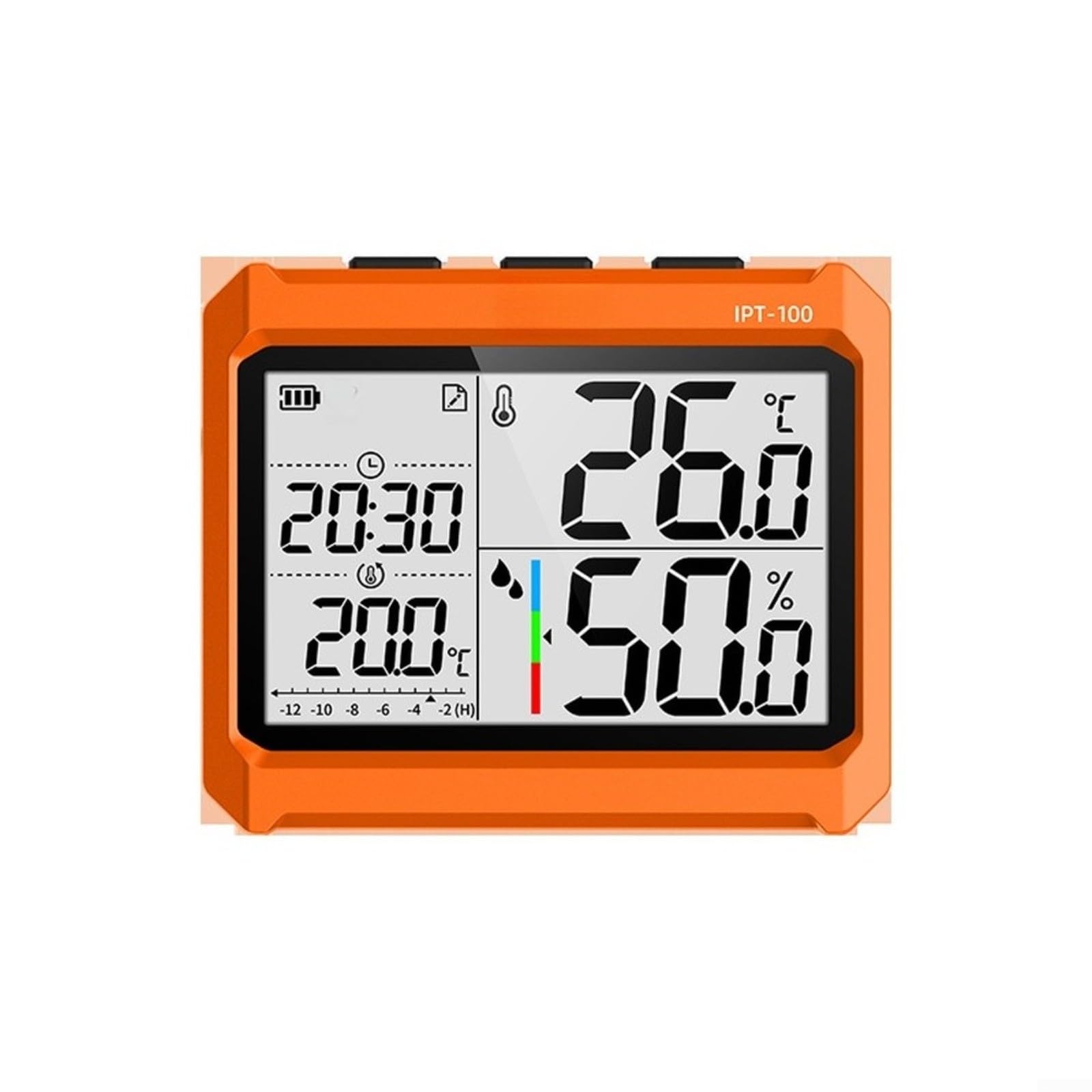 Medidor inalámbrico de humedad de temperatura IPT 100, termohigrómetro de alta precisión con ± 0.5 ℃, registrador de datos dual para monitoreo de laboratorio industrial, naranja (instrumento)
