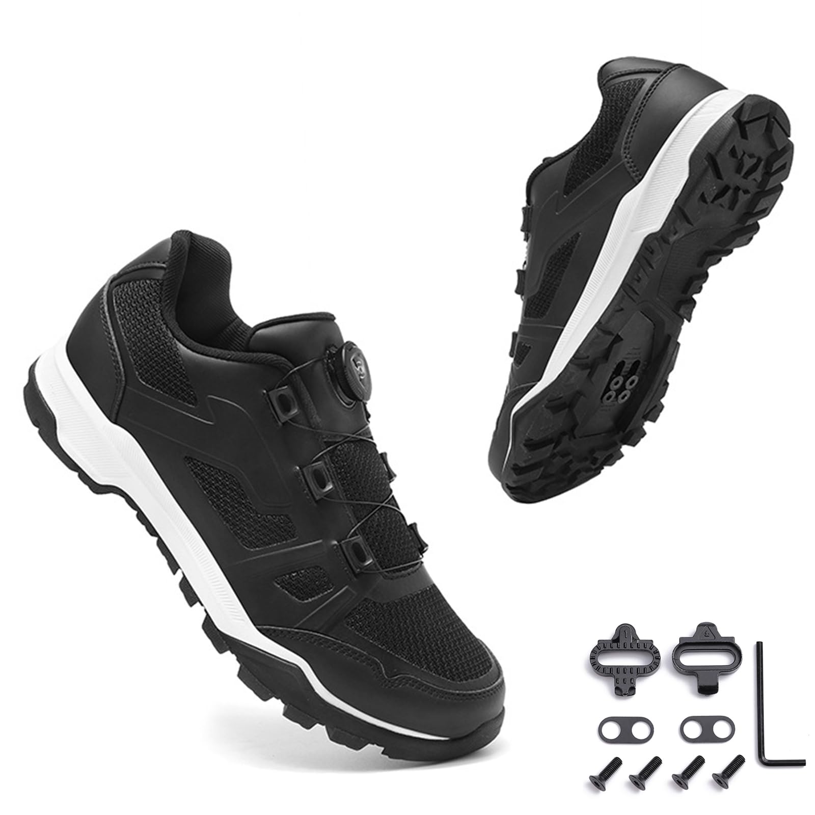 Zapatos Bicicleta de Montaña Hombre Mujer, Zapatilla de Ciclismo MTB Compatible con SPD Pedales 2 Tornillos con Calas Adulto Respirables