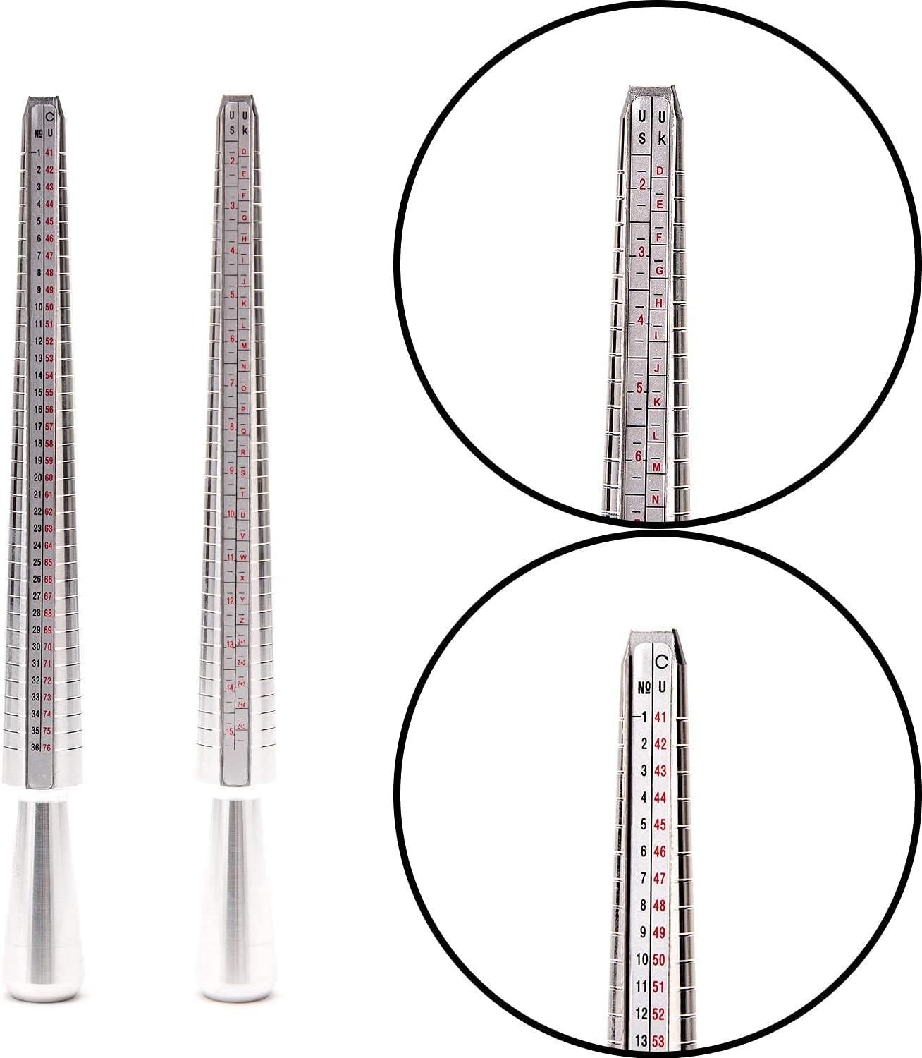 AIEX Ring Sizer Tool, Ring Mandrel and Finger Ring Gauges Measuring The Best Ring Size for You(US Sizes of 1-15 | 27 Pck Ring Gauge Size 1-13 with Half Size)