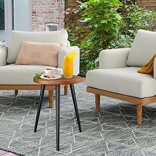 Indoor Plant Stand With Metal Legs, 16" Tall Plant Holder For Flower Pots, Mid Century Wooden Plant Stand Plant Table For Flower Pots, Modern Home Decor Small Round Side End Table (Plant And Pot Not Included) (Dark Brown Set 1) #TOP5