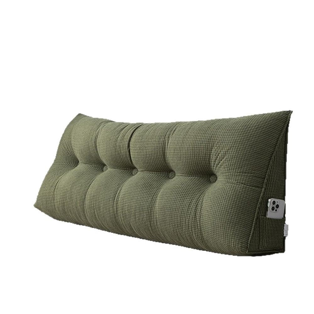 BCVPGF Triangular Headboard Cushion, Headboard Pillow, Wedge Lumbar Pillows, Bedroom Wedge Cushions, Backrest Positioning Support Long Pillows for Daybed,Green-120cm