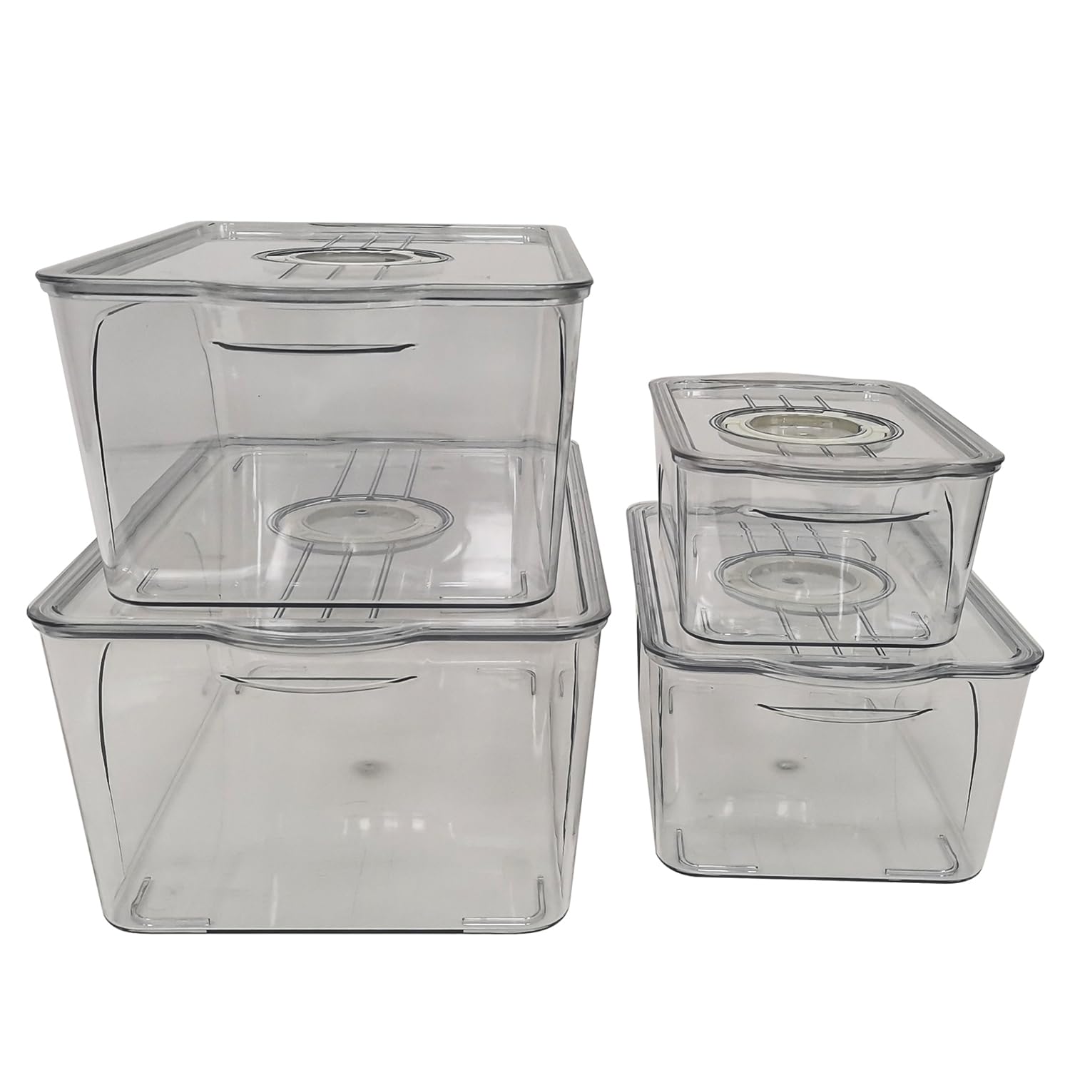 Contenedores de almacenamiento de alimentos con tapas, apilables de plástico transparente con grabadora de fecha para refrigerador, congelador, armario de cocina, organización de despensa 5