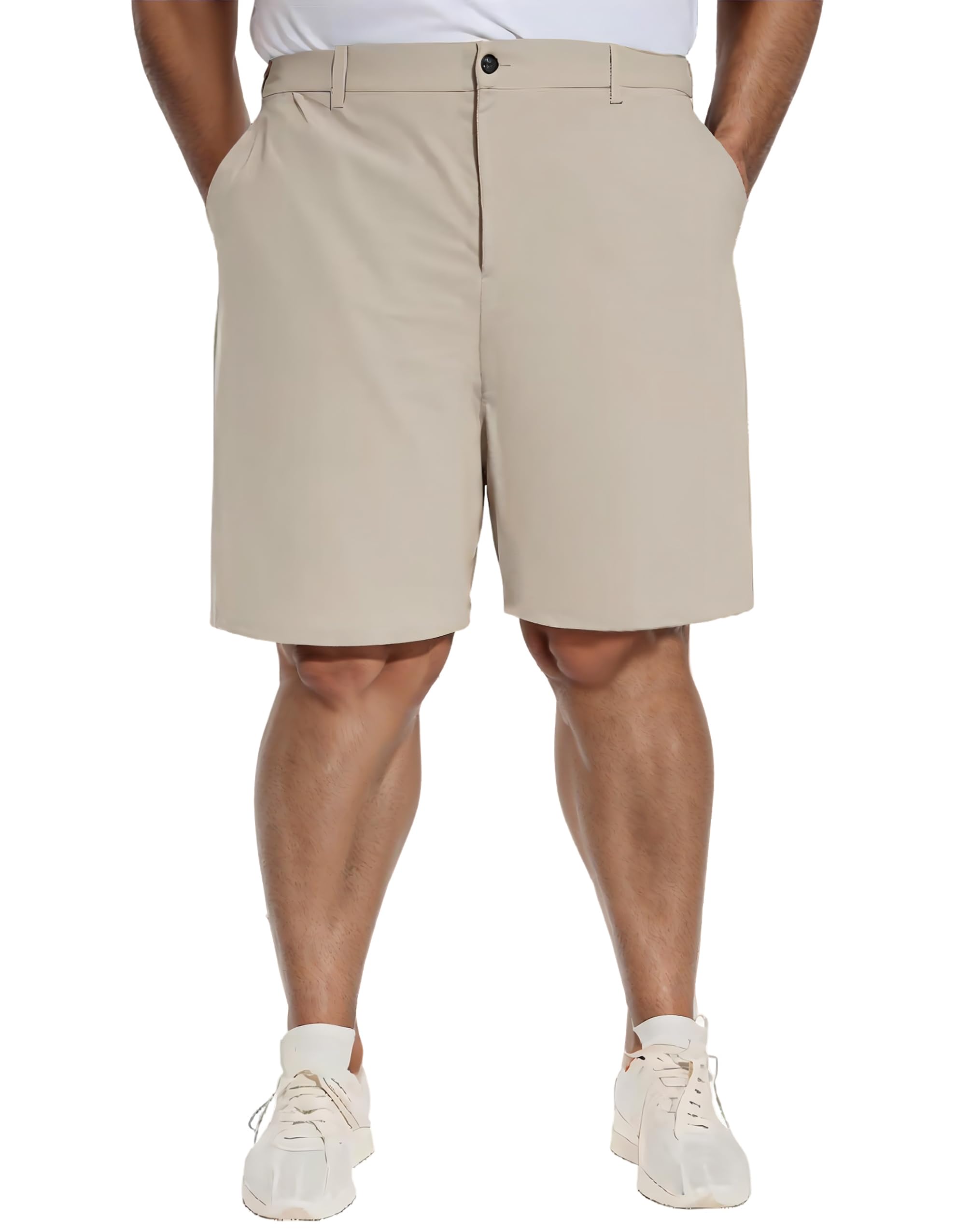 PULI Mens Big Tall Golf Shorts Stretch 10 Inch Inseam Waterproof Lightweight Qiuck Dry Hiking Shorts