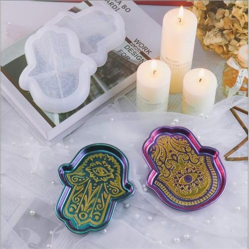 Miniatura 3 de iSuperb 2 moldes de resina de mano Hamsa, moldes de bandeja de almacenamiento de Fátima, moldes de silicona para moldes de fundición epoxi para