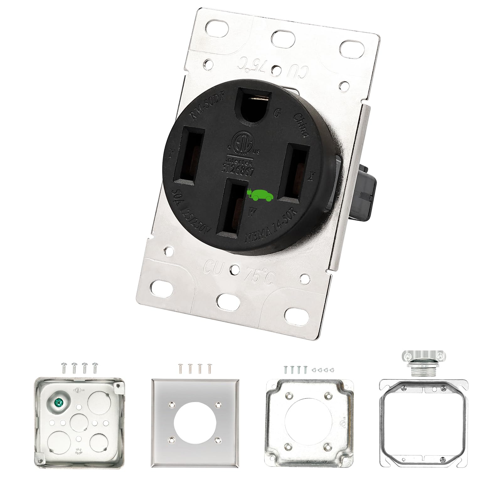 NEMA 14-50 Outlet — 50A 250V Heavy-Duty EV Charging & RV Power Receptacle, Weather Resistant, UL Listed