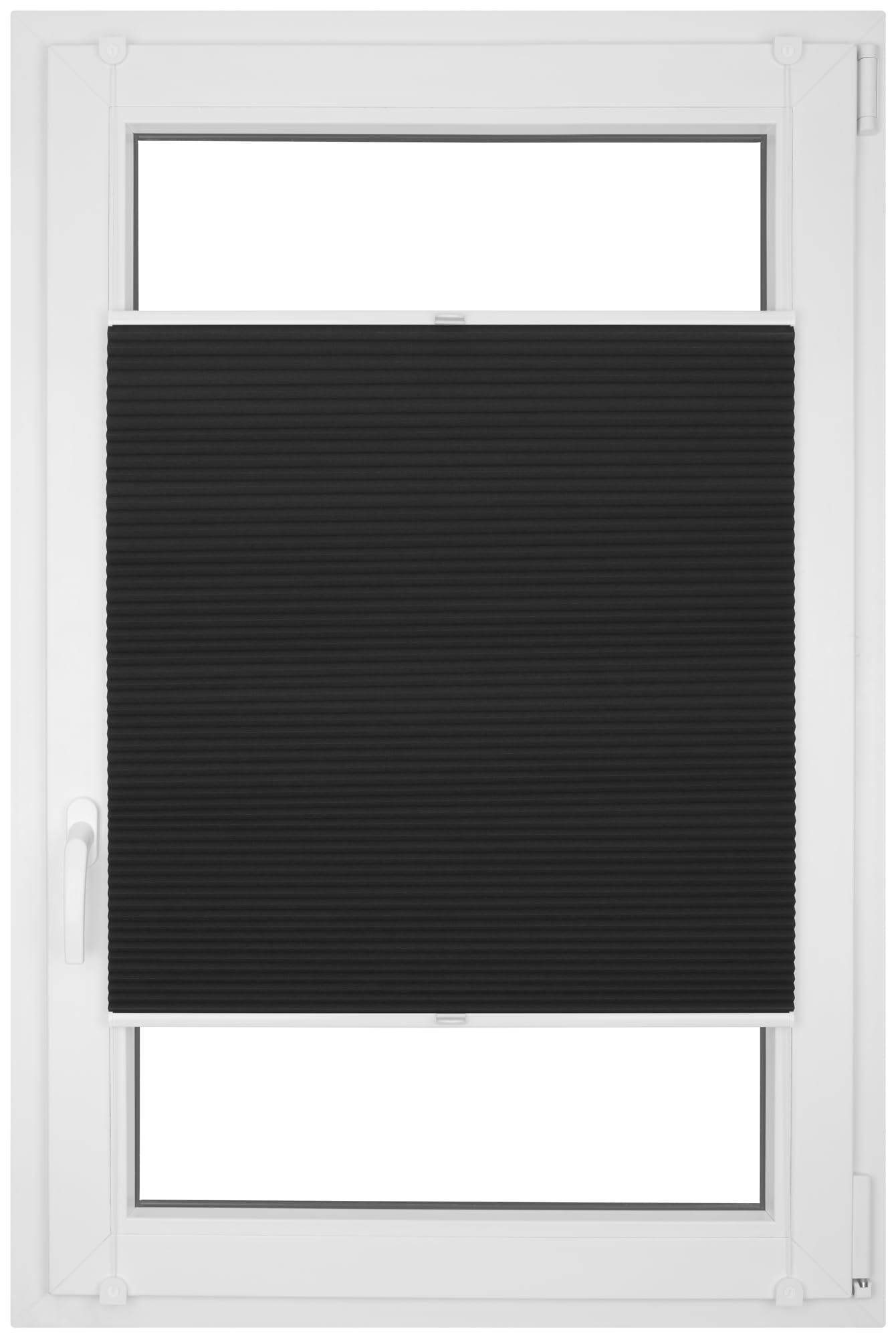 RENA Wabenplissee Thermo Plissee ohne Bohren Verdunklungsplissee Blickdicht Fenster Balkonfenster Balkontür Verdunkelung Sonnenschutz Innen Sichtschutz Hitzeschutz Schwarz 65x200 cm