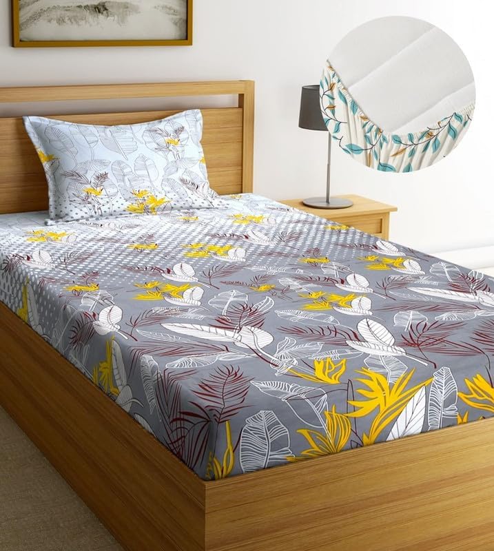 Buy VAS COLLECTIONS Premium 180 TC Cotton Printed Elastic Fitted