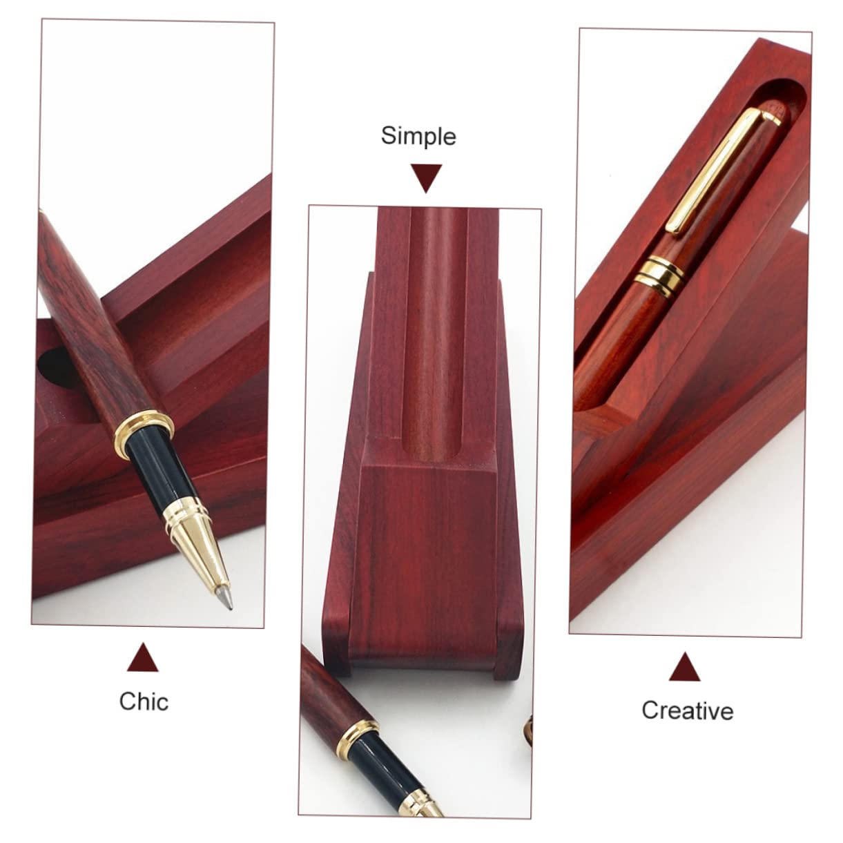 PLAFOPE Estuche para Lápices de Madera Marrón, Caja de Papelería Retro