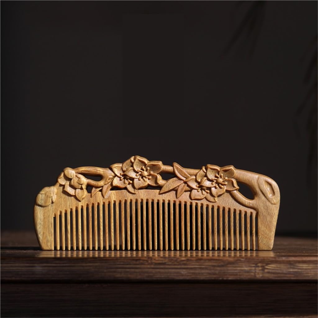 Peine de Madera para Alisar el Cabello para Hombre, antiestático, de Viaje (Talla única)
