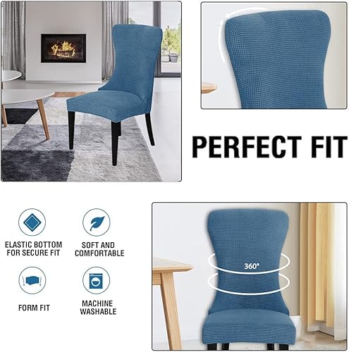 Miniatura 10 de XMNTG Juego de 2 fundas elásticas de jacquard para silla de comedor, reutilizables, lavables, protectores de silla para banquetes, hoteles,