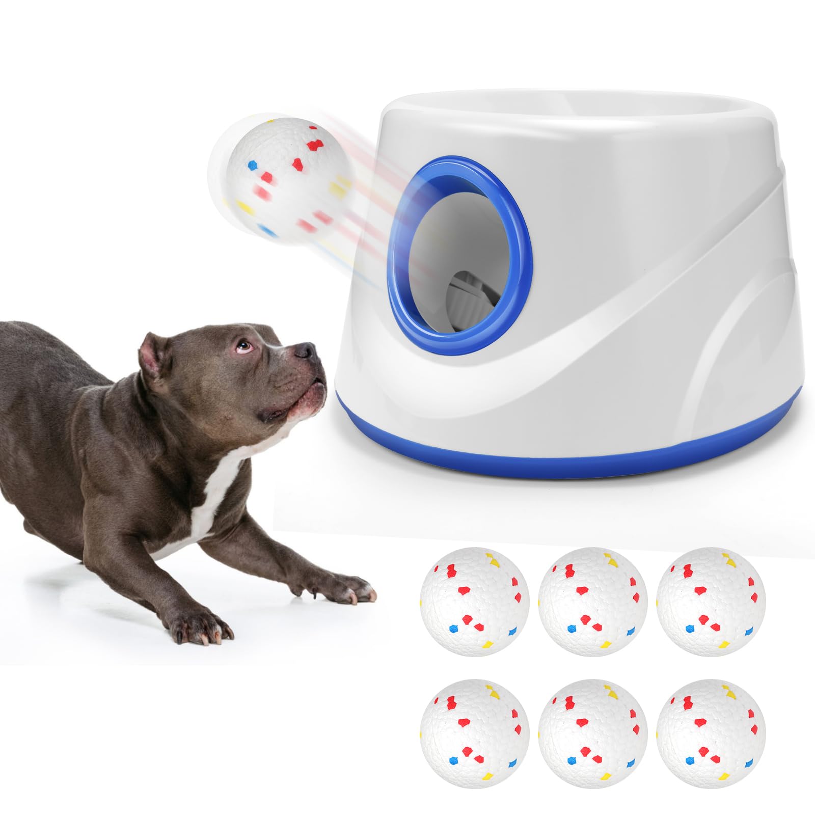 Automatic Ball Thrower for Dogs, Ball Launcher for Dogs - 2.3" Dog Balls * 6Pack (Blue)