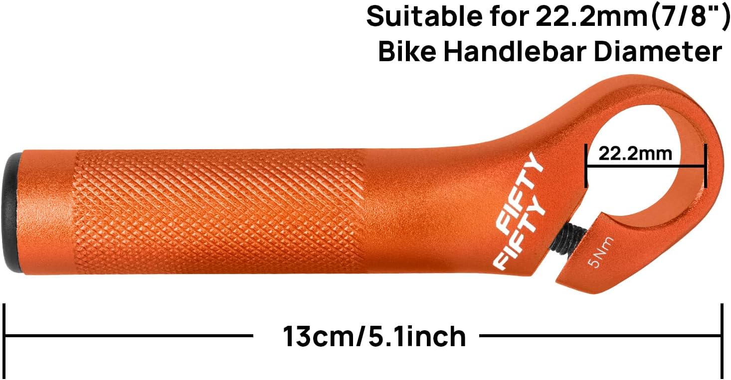 FIFTY-FIFTY Bike Bar Ends, Mountain Bike Handlebar Ends, Alloy MTB Bicycle Bar (Orange)